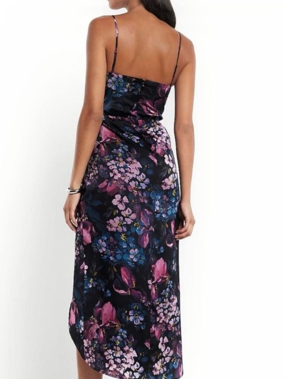 Express Floral Wrap Midi Dress in Deep Plum and Black - Picture 8 of 10